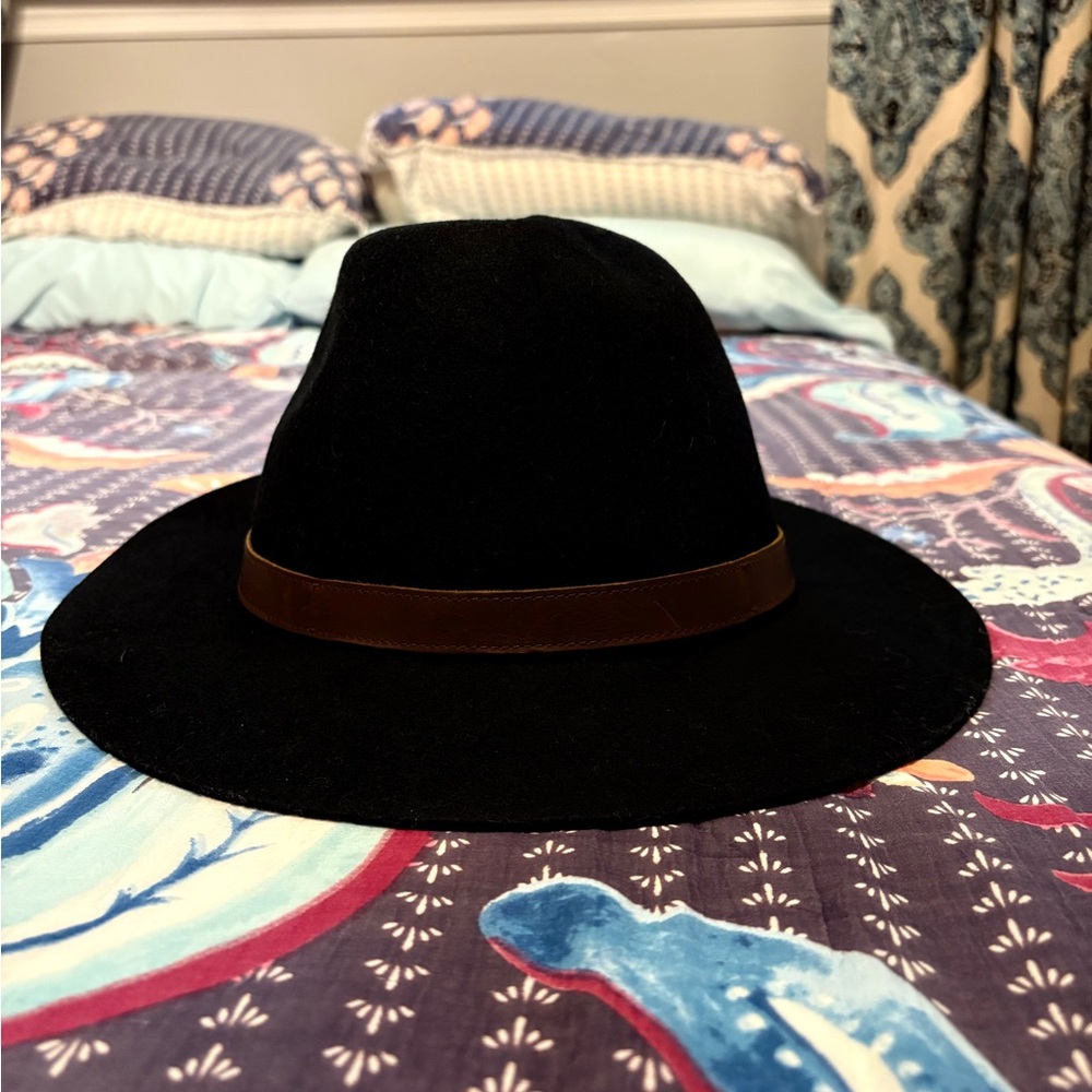 Frye Black Fedora with Brown Band
